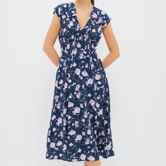 Tuckernuck Hyacinth House Navy & Blush Abstract Floral Amanda Midi Dress NWOT - Picture 3 of 6